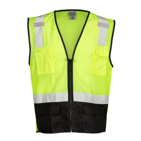 ML Kishigo Class 2 Vests Black Bottom Mesh Vest- Economy - Large-XLarge - Lime - 1509L