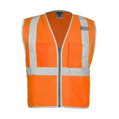 ML Kishigo Class 2 Vests Brilliant Series 3 Pocket Zipper Mesh Vest - Large - Orange - 1508L