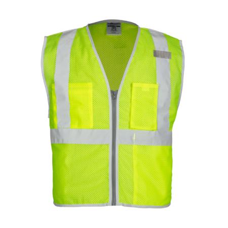 ML Kishigo Class 2 Vests Brilliant Series 3 Pocket Zipper Mesh Vest - XLarge - Lime - 1507X