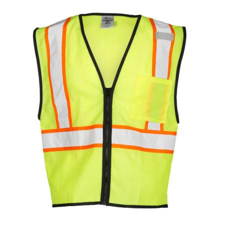 ML Kishigo Class 2 Vests Single Pocket Contrasting Mesh Vest - Economy - 4XLarge-5XLarge - Lime - 15274