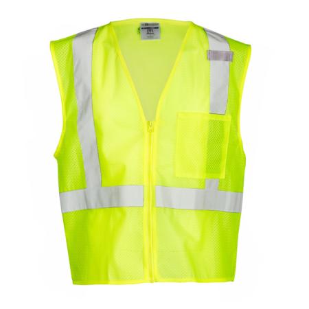 ML Kishigo Class 2 Single Pocket Zipper Mesh Vest Large (Lime) - 1089L