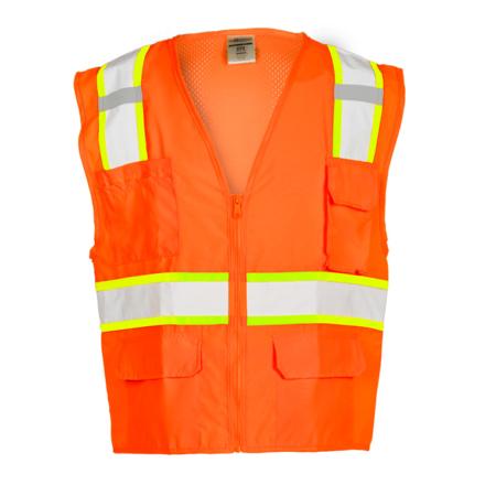 ML Kishigo Class 2 Solid Front w/ Mesh Back Vest Large (Orange) - 1164L