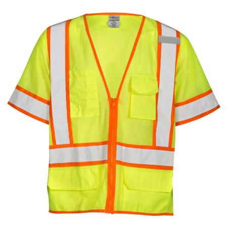 ML Kishigo Class 3 6-Pocket Contrast Mesh Vest 5XLarge (Lime) - 12425