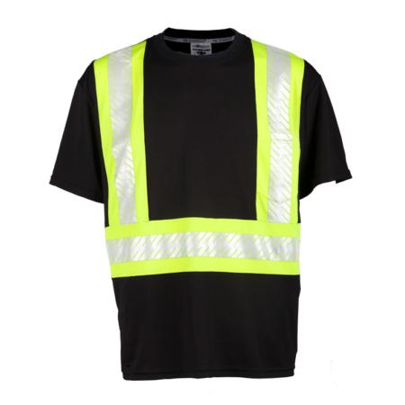 ML Kishigo Enhanced Visibility Vests Enhanced Visibility Contrast T-shirt - Medium - Black/ Lime - B200M