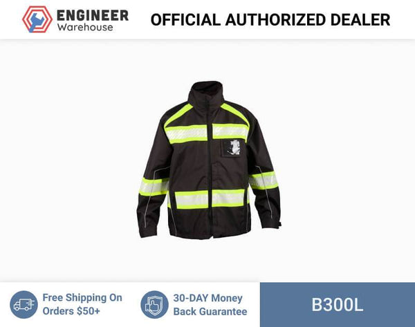 ML Kishigo Enhanced Visibility Premium Jacket Large (Black/Lime) - B300L