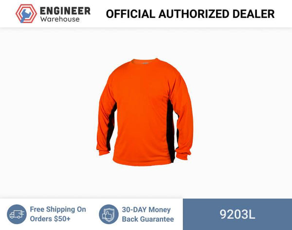 ML Kishigo Non-ANSI T-Shirts Premium Black Series Long Sleeve T-Shirt - Large - Orange - 9203L