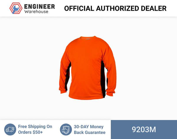 ML Kishigo Non-ANSI T-Shirts Premium Black Series Long Sleeve T-Shirt - Medium - Orange - 9203M