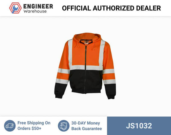ML Kishigo Outerwear Hoodie Sweatshirt with Zipper - 2XLarge - Orange - JS1032