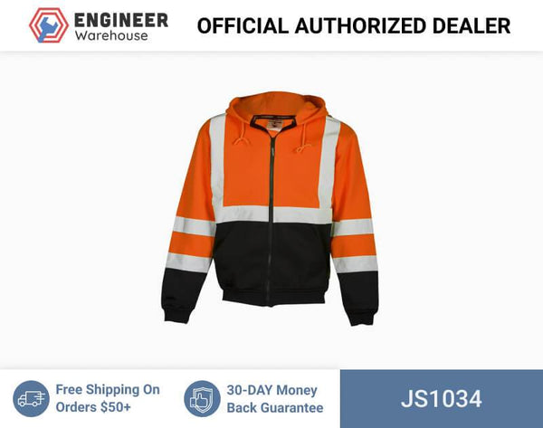 ML Kishigo Outerwear Hoodie Sweatshirt with Zipper - 4XLarge - Orange - JS1034