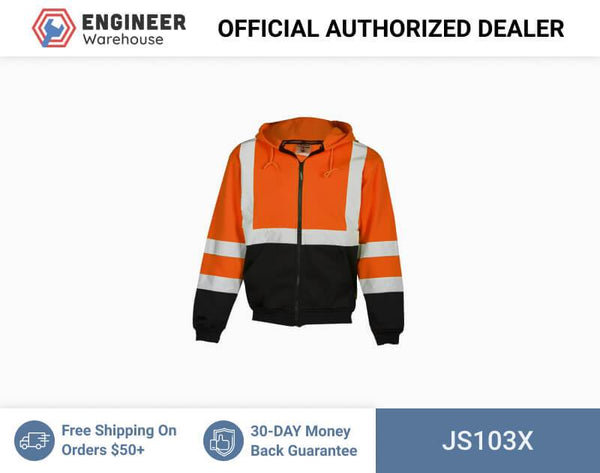 ML Kishigo Outerwear Hoodie Sweatshirt with Zipper - XLarge - Orange - JS103X
