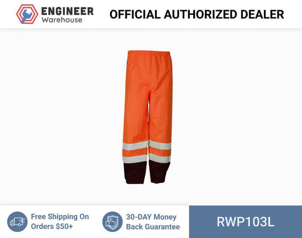 ML Kishigo Rainwear Storm Cover Rainwear - Large-XLarge - Orange Pants - RWP103L