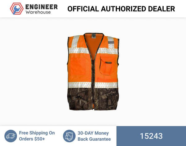 ML Kishigo Specialty Vests Premium Brilliant Series Heavy Duty Vest - Mossy Oak - 3XLarge - Orange - 15243