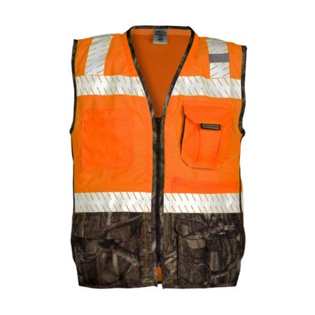 ML Kishigo Specialty Vests Premium Brilliant Series Heavy Duty Vest - Mossy Oak - 4XLarge - Orange - 15244
