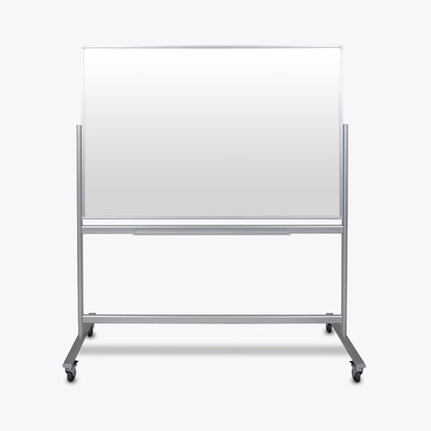 Luxor 60" x 40" Double-Sided Mobile Magnetic Glass Marker Board 63"W x 24"D x 72"H (White) - MMGB6040
