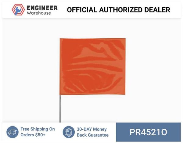 Presco 4" x 5" Marking Flag with 21" Wire Staff (Orange) - Pack of 1000 - 4521O