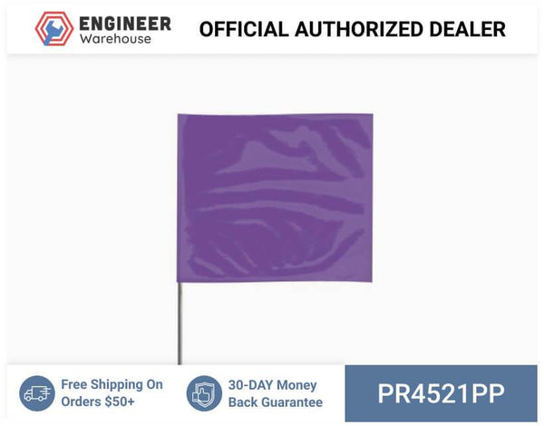 Presco 4" x 5" Marking Flag with 21" Wire Staff (Purple) - Pack of 1000 - 4521PP