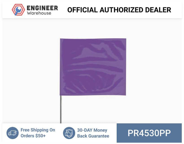 Presco 4" x 5" Marking Flag with 30" Wire Staff (Purple) - Pack of 1000 - 4530PP