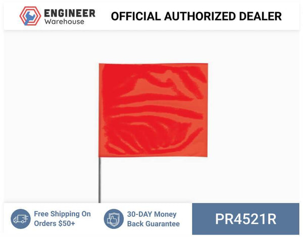 Presco 4" x 5" Marking Flag with 21" Wire Staff (Red) - Pack of 1000 - 4521R