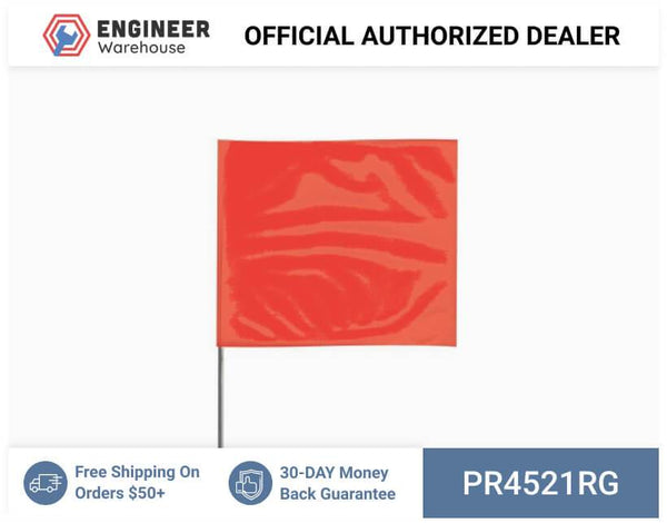 Presco 4" x 5" Marking Flag with 21" Wire Staff (Red Glo) - Pack of 1000 - 4521RG