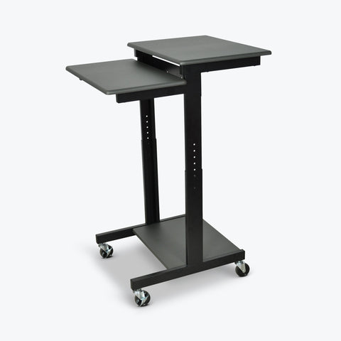 Luxor 3-Shelf Adjustable Height Presentation Workstation 24"W x 31"D x 39" to 45"H (Gray/Black) - PS3945