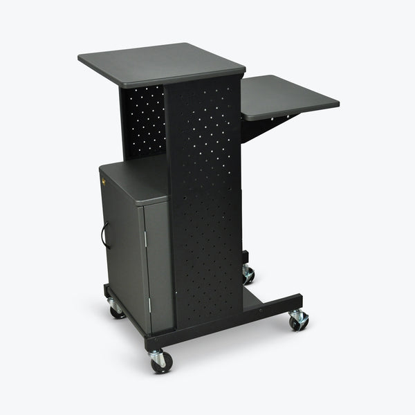 Luxor 4-Shelf Mobile Presentation Station w/ Cabinet 18"W X 30" D X 40.25"H (Gray/Black) - PS4000C
