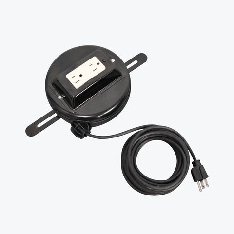 Luxor 20' Retractable 2-Outlet Power Cord (Black) - RE20