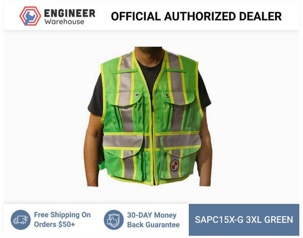 Safety Apparel Party Chief Survey Vest Class 3XL (Green) - PC15X-G 3XL GREEN