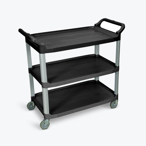 Luxor Large 3-Shelf Serving Cart 40.5"W x 19.75"D x 37.25"H (Black) - SC13-B