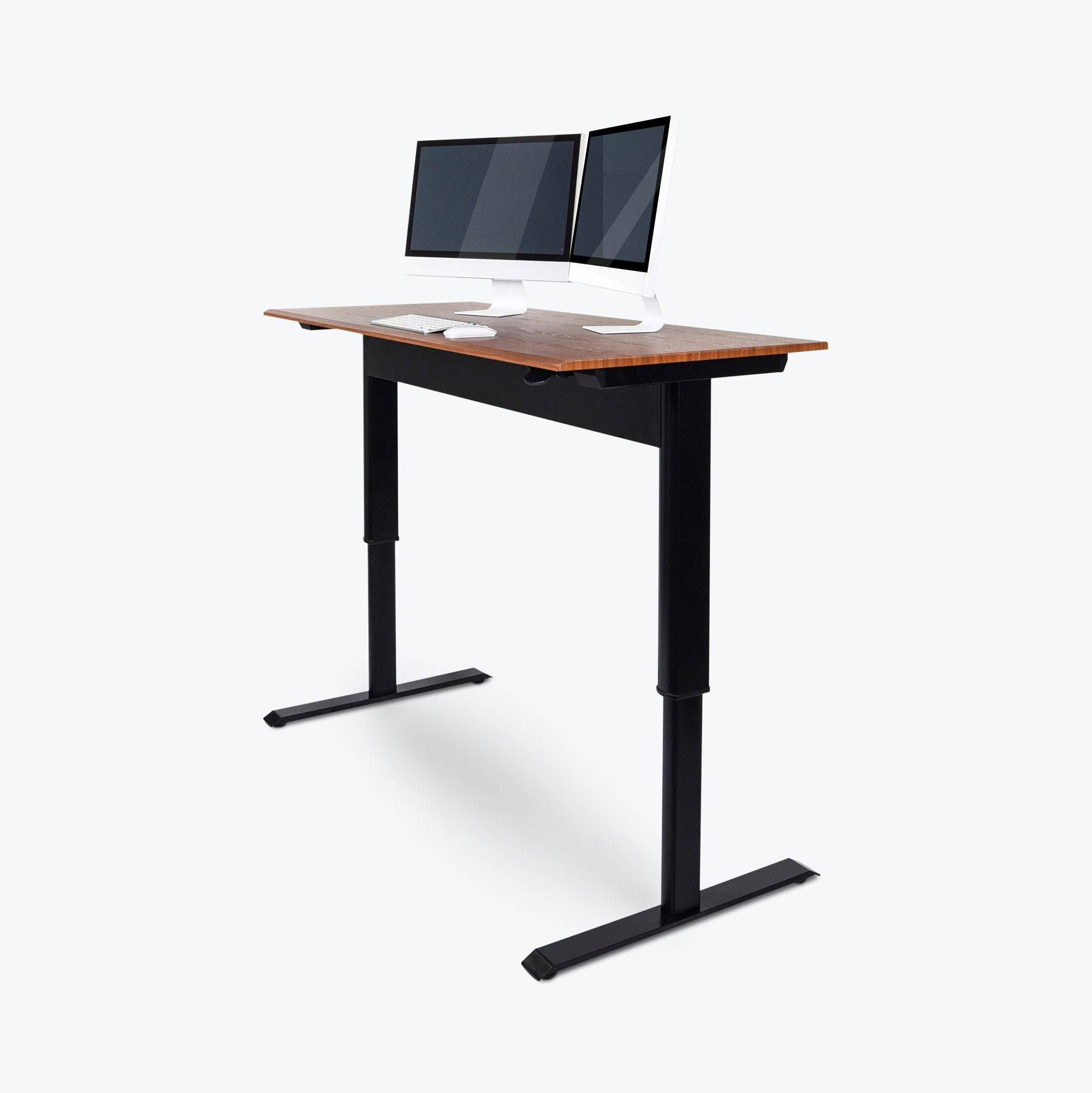 Luxor 56" Pneumatic Adjustable Height Standing Desk 56"W x 29.5"D x 27.5" to 44.5"H (Black/Teak) - SPN56F-BK/TK