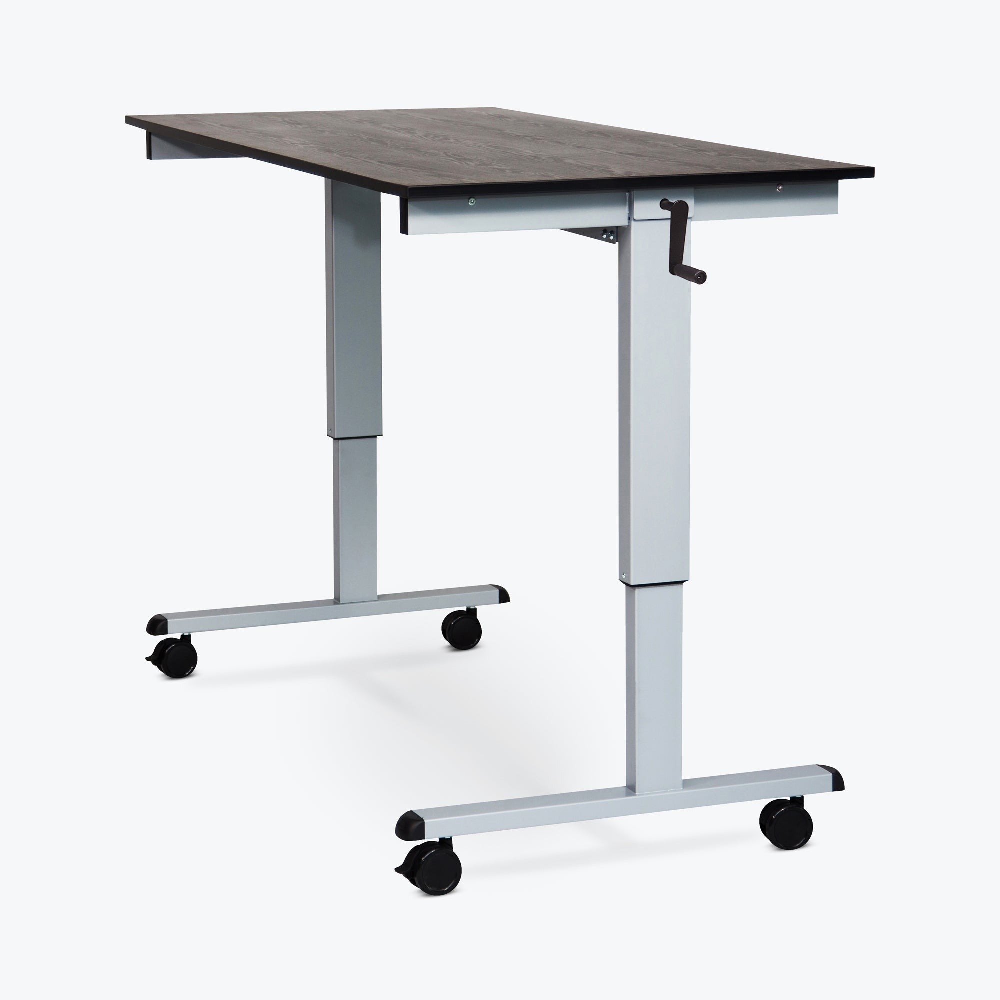Luxor 60" Crank Adjustable Stand-Up Desk (Black Oak Desk, Silver Frame) - STANDCF60-AG/BO