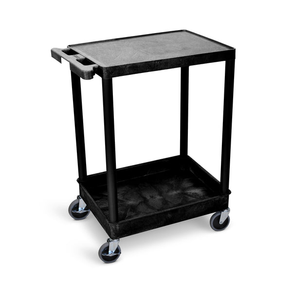 Luxor 24" x 18" 2-Shelf Tub Cart with Flat Top & Tub Bottom (Black) - STC21-B