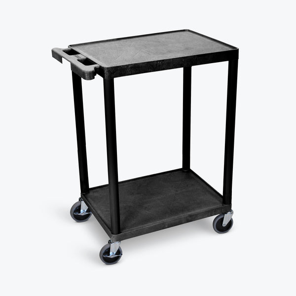 Luxor 24" x 18" 2-Flat Shelf Cart (Black) - STC22-B