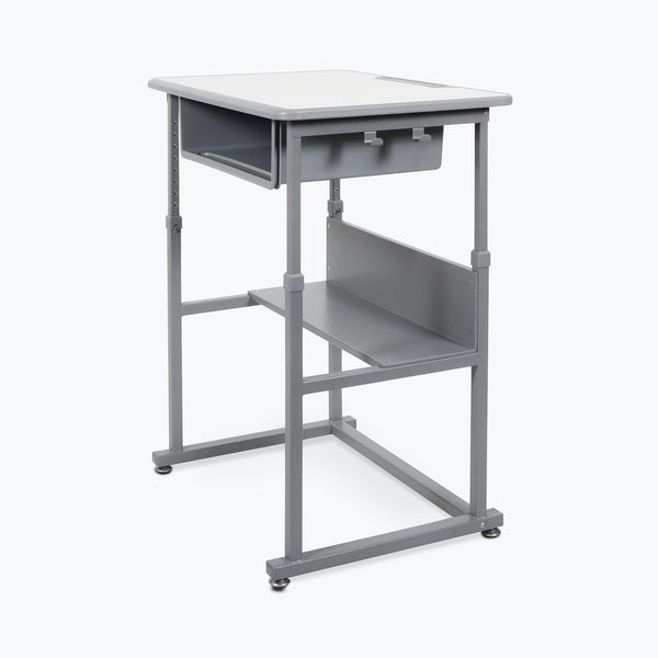 Luxor Manual Adjustable Sit/Stand Desk (Gray) - STUDENT-M