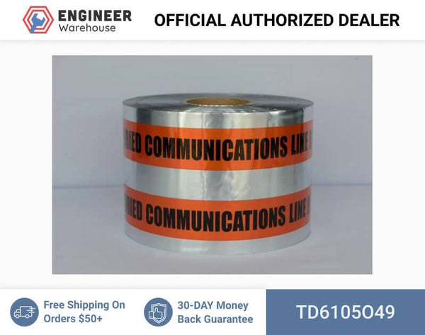 Trinity Tape Detectable Tape - Caution Buried Communication Line Below - Orange - 5 Mil - 6" X 1000' - D6105O49