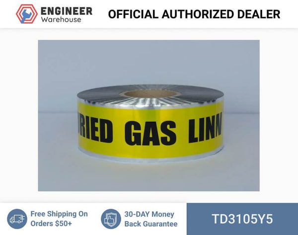 Trinity Tape Detectable Tape - Caution Buried Gas Line Below - Yellow - 5 Mil - 3" x 1000' - D3105Y5