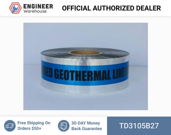 Trinity Tape Detectable Tape - Caution Buried Geothermal Line Below - Blue - 5 Mil - 3" x 1000' - D3105B27