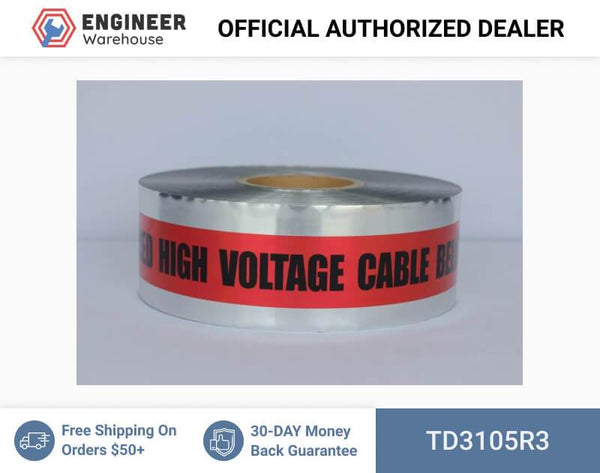 Trinity Tape Detectable Tape - Caution Buried High Voltage Cable Below - Red - 5 Mil - 3" x 1000' - D3105R3