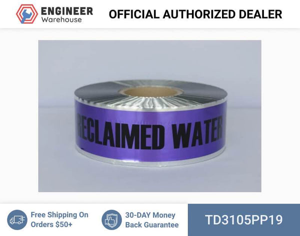 Trinity Tape Detectable Tape - Caution Buried Reclaimed Water Line Below - Purple - 5 Mil - 3" x 1000' - D3105PP19