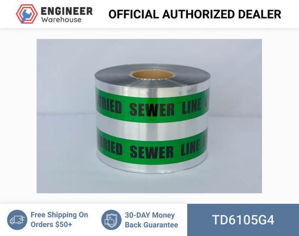 Trinity Tape Detectable Tape - Caution Buried Sewer Line Below - Green - 5 Mil - 6" x 1000' - D6105G4