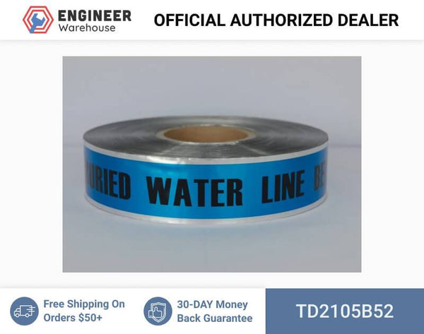 Trinity Tape Detectable Tape - Caution Buried Water Line Below - Blue - 5 Mil - 2" x 1000' - D2105B52