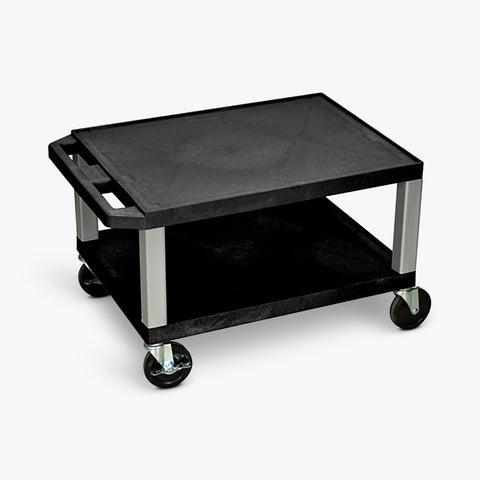 Luxor 16" 2-Shelf Tuffy AV Cart with Electric Assembly, Nickel Legs (Black Shelves) - WT16E-N