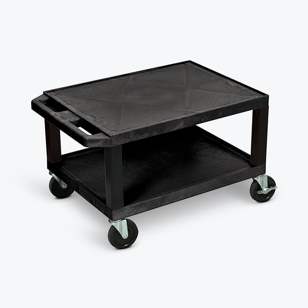 Luxor 16" 2-Shelf Tuffy AV Cart with Electric Assembly, Black Legs (Black Shelves) - WT16E