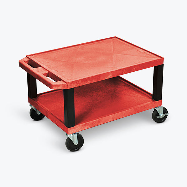 Luxor 16" 2-Shelf Tuffy AV Cart with Electric Assembly, Black Legs (Red Shelves) - WT16RE-B