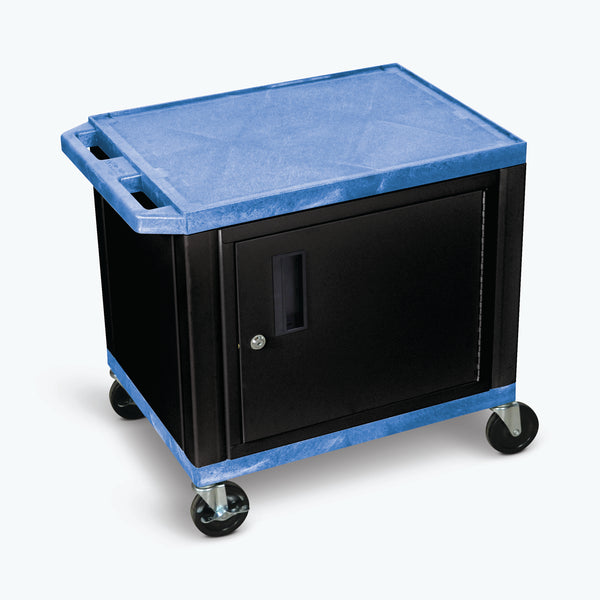 Luxor 26" 2-Shelf Tuffy AV Cart with Electric Assembly, Black Cabinet & Legs (Blue Shelves) - WT26BUC2E-B