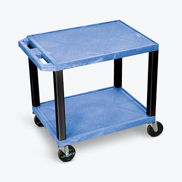 Luxor 26" 2-Shelf Tuffy AV Cart with Electric Assembly, Black Legs (Blue Shelves) - WT26BUE-B