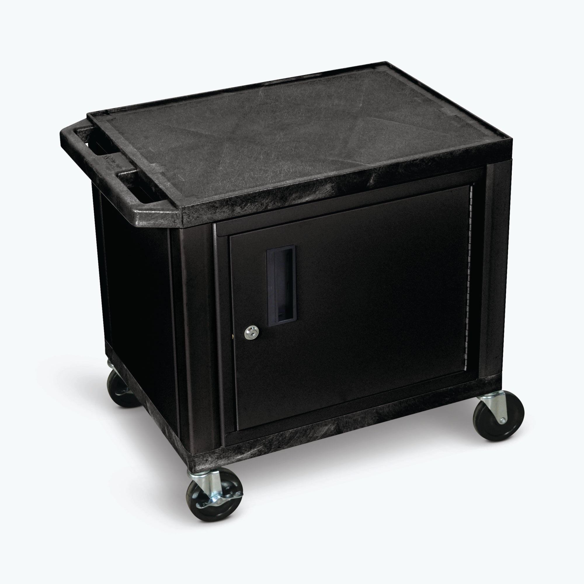 Luxor 26" 2-Shelf Tuffy AV Cart with Electric Assembly, Black Cabinet & Legs (Black Shelves) - WT26C2E