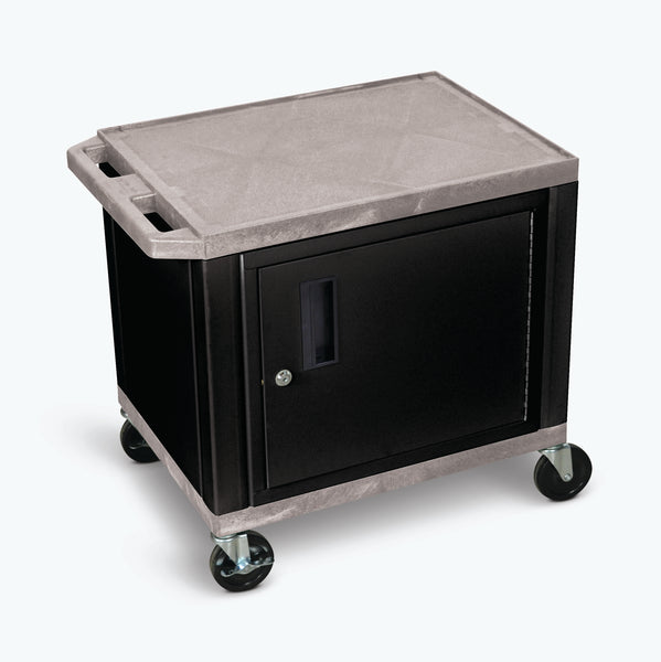 Luxor 26" 2-Shelf Tuffy AV Cart with Electric Assembly, Black Cabinet & Legs (Gray Shelves) - WT26GYC2E-B