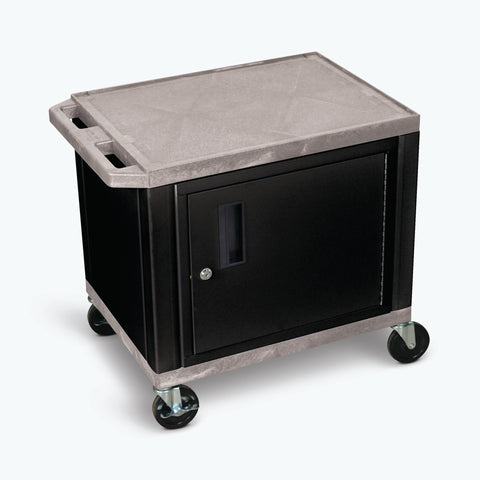Luxor 26" 2-Shelf Tuffy AV Cart with Electric Assembly, Black Cabinet & Legs (Gray Shelves) - WT26GYC2E-B