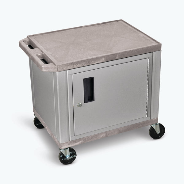 Luxor 26" 2-Shelf Tuffy AV Cart with Electric Assembly, Nickel Cabinet & Legs (Gray Shelves) - WT26GYC4E-N