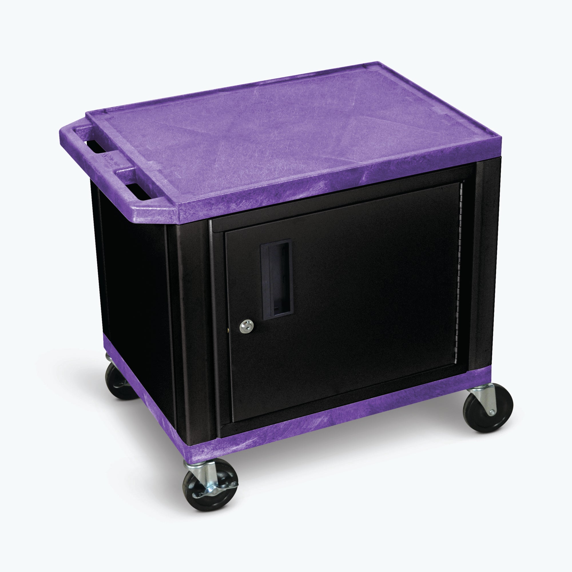Luxor 26" 2-Shelf Tuffy AV Cart with Electric Assembly, Black Cabinet & Legs (Purple Shelves) - WT26PC2E-B